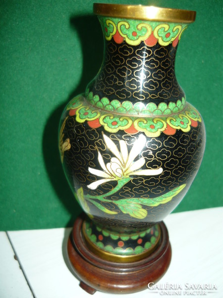 Old fire enamel copper vase