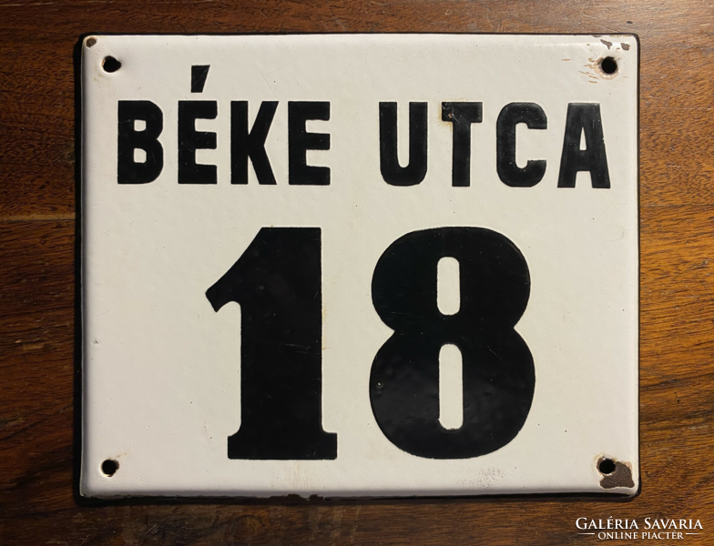 Béke utca 18 - house number plate (enamel plate, enamel plate)