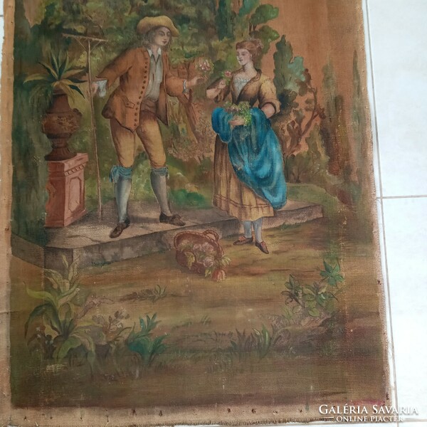 Hand-painted antique baroque tapestry