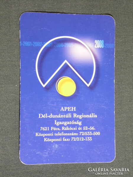 Kártyanaptár, APEH igazgatóság, Pécs, 2008, (6)