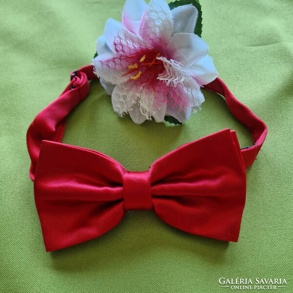 Wedding nyk41 - red satin bow tie 60x120mm