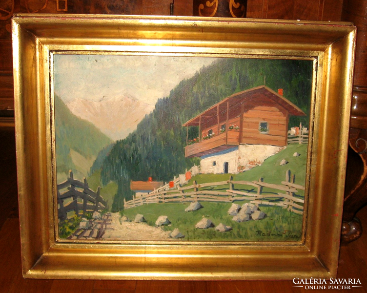 Guaranteed original József Radna /1896-1963/ painting: alpine house