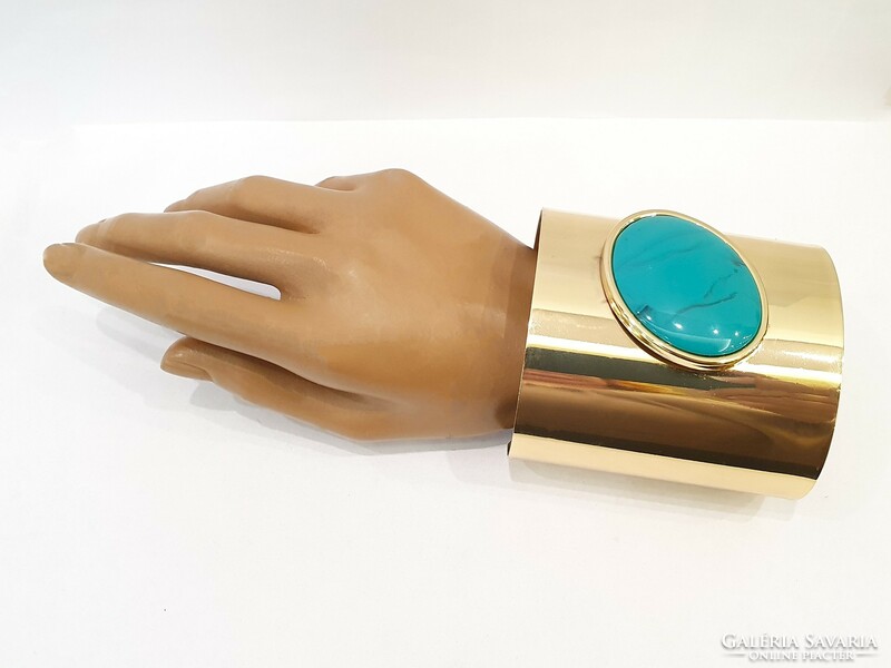 Napier marked wide gold/turquoise bracelet