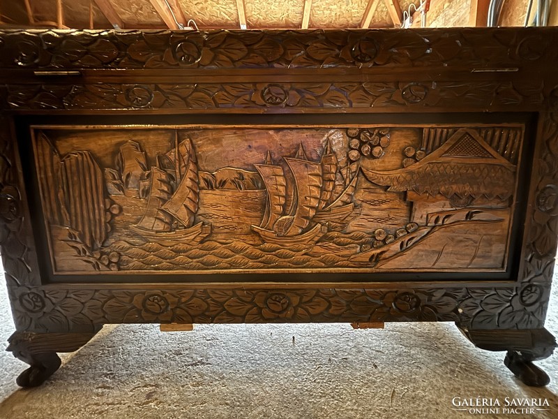 Carved camphor chest