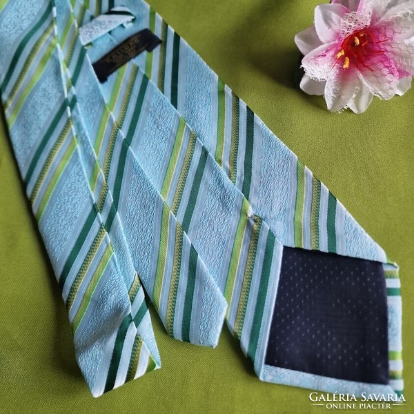 Wedding nyk56 - green striped silk tie
