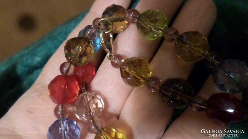 47 cm, larger, faceted, colorful necklace made of glass beads.