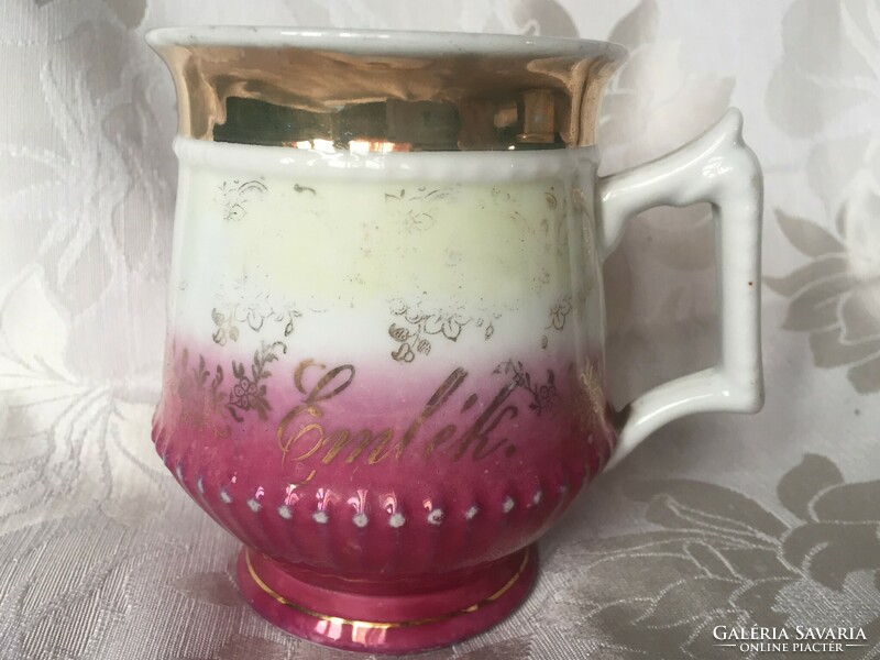 Charming antique gilded, porcelain cup, mug, Karlsbad spa souvenir, decorative item, spa glass