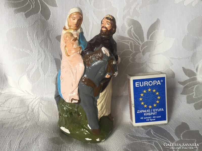 Old, antique plaster holy family portrait, statue, Christmas decoration, ornament