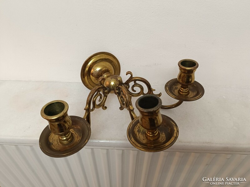 Antique brass copper wall arm 3 candles candle holder wall sconce non electric 218 8404