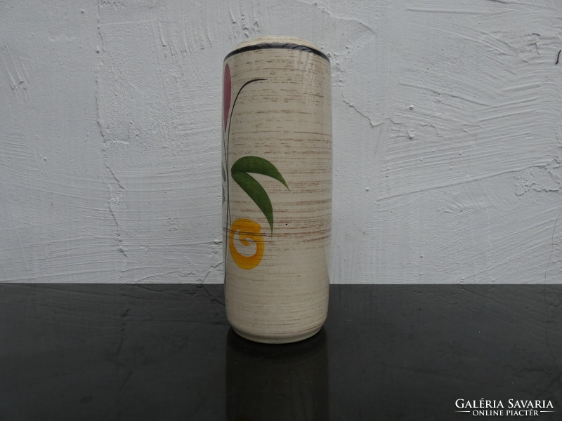 Scheurich vase, beige flower vase with floral decor from the 1950s!