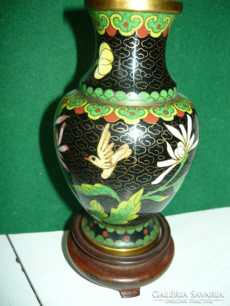 Old fire enamel copper vase