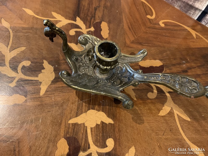 Bronze peacock candle holder