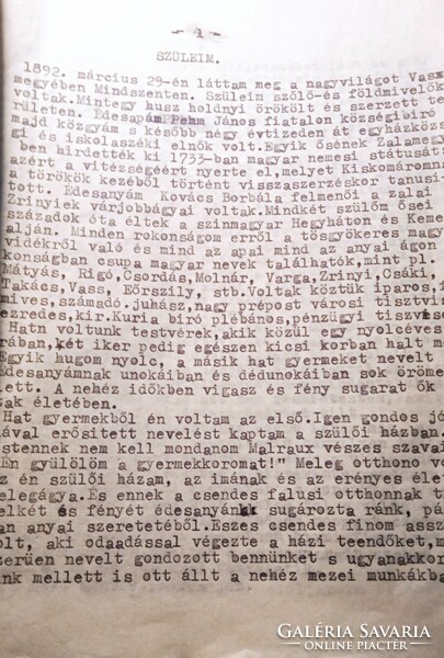 Iratrégiség Mindszenty József bíboros gépelt kézirat "Emlékirataim Bécs 1974 Husvétvasárnapján"