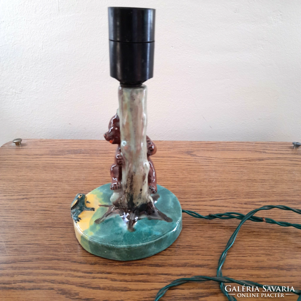 Old figural glazed ceramic table lamp
