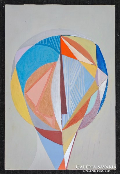Oszkár Papp (1925-2010) 57x38 cm cardboard acrylic -vt. Head
