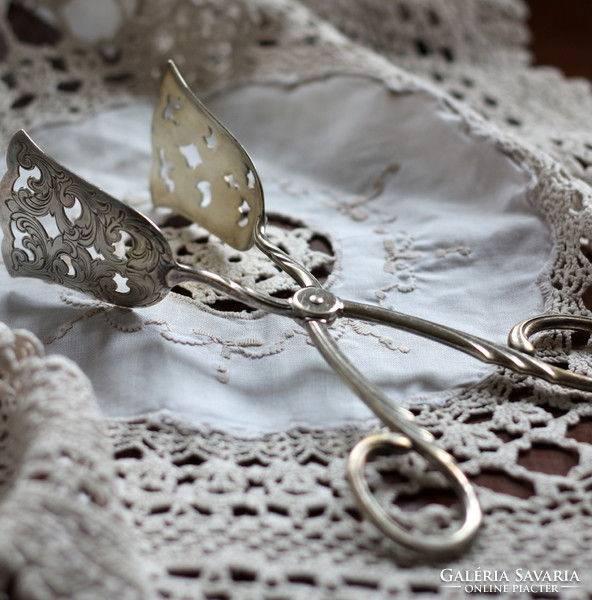 Silver-plated, marked tweezers, serving tweezers