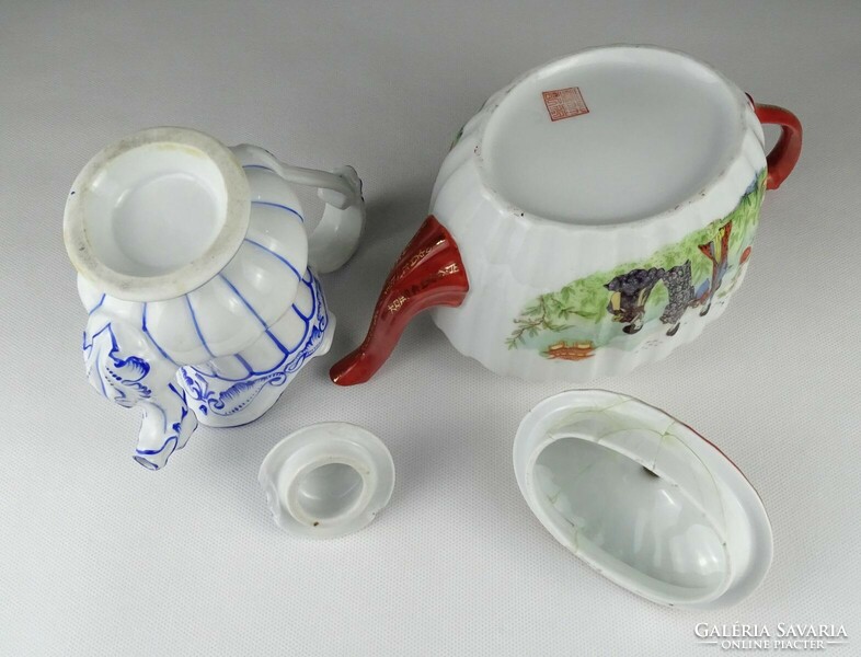 1Q495 old damaged porcelain coffee pourer tea pourer 2 pieces