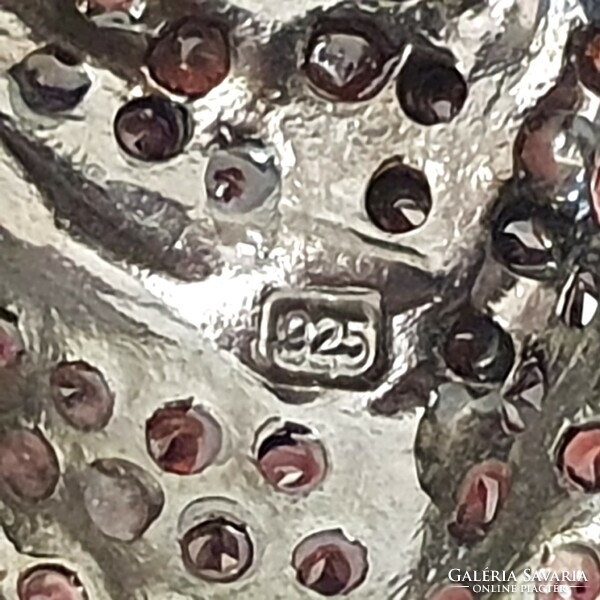 925 ezüst 14kt aranyozott Igazgyöngy Nyaklánc gránátkő és rubin drágakővel