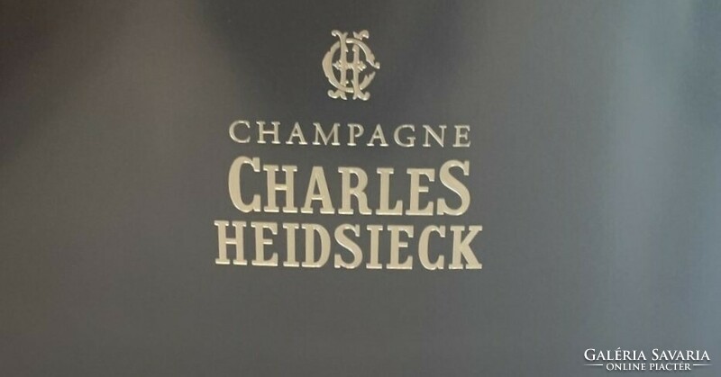 Charles Heidsieck dupla magnum PEWTER jégvödör, ETAIN pezsgőhűtő, eredeti dobozában, Franciaország