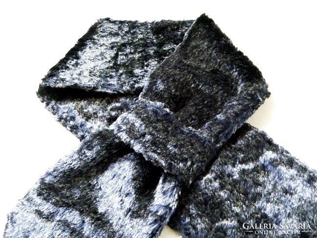 Silk fur scarf with metallic silver shine, elegant...Pampering
