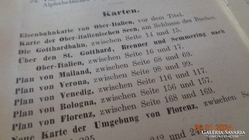 Ober - Italien , utikönyv  Felső - Olaszországról , 12 db térkép melléklettel  1910- ből