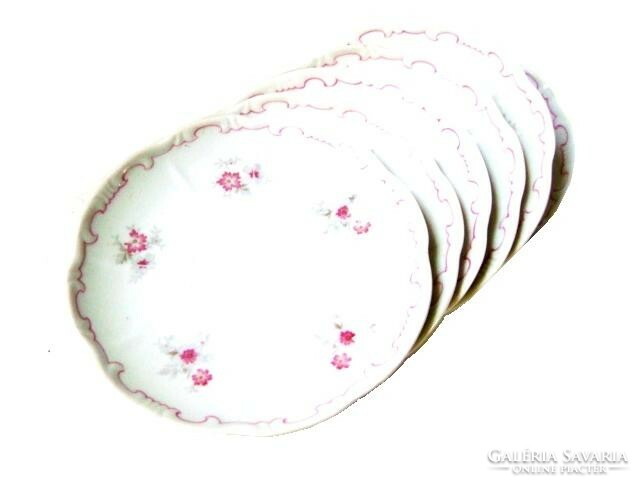 Antique zsolnay 6 pcs. Baroque small plate, set with purple small flowers