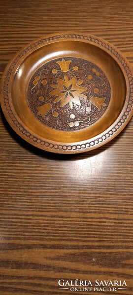 Wooden wall plate (wood, with copper inlay)