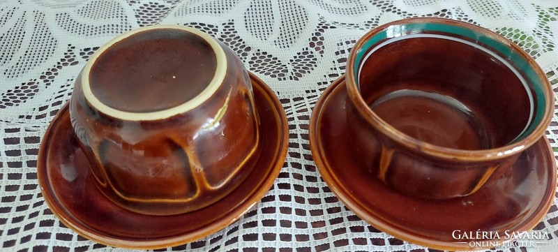 Retro  lengyel  Pruszkow porcelán kávés csésze 2db , Colditz német porcelán tányér alátéttel