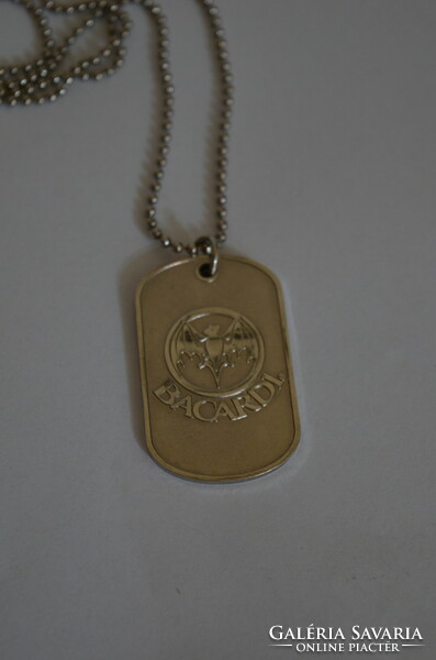 Bacardi chrome metal necklace with pendant