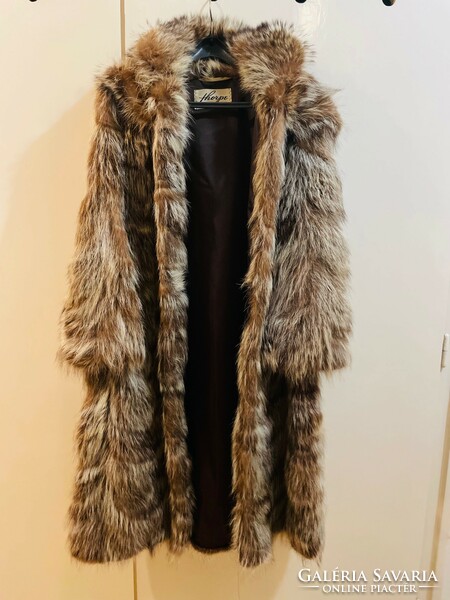 Vintage amerikai mosómedve bunda - hosszú, kapucnis