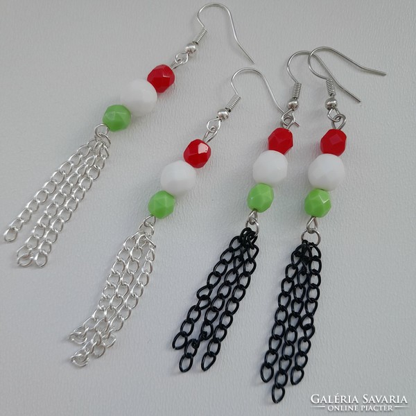 National color beaded, chain earrings - optional color
