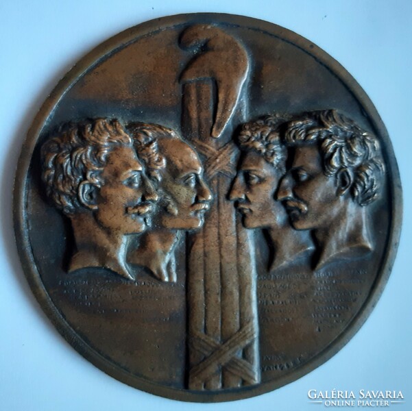 David d'angers: Silversmith of the Four Conspirators of la Rochelle (1844), bronze plaque