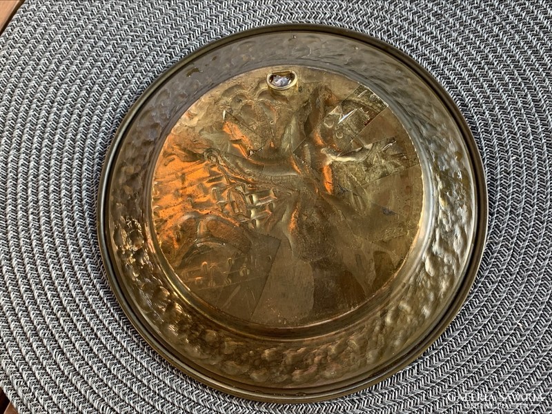 Handmade African copper wall plate with dromedary