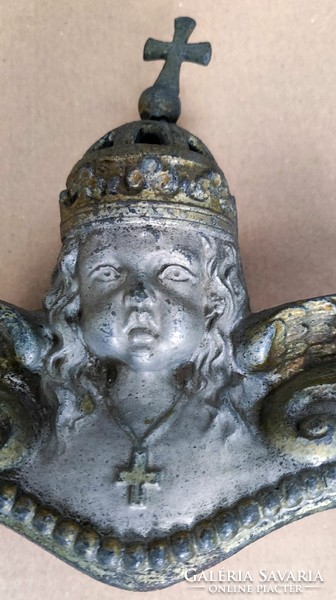 Antique casting, lamp, candelabra, putto holy crown 46x27x7 cm