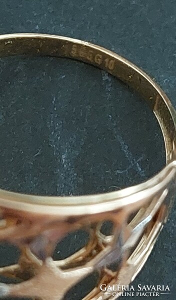 Új, soha nem használt, ékszerüzletben vásárolt 14k tricolor női aranygyűrű