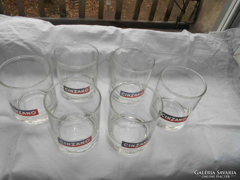 6 glass glasses with Cinzáno markings, flawless 600/pc