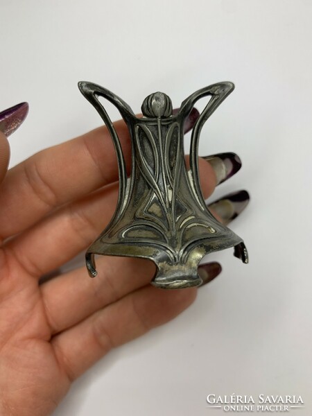 Art Nouveau fiber candle holder or vase silver-plated