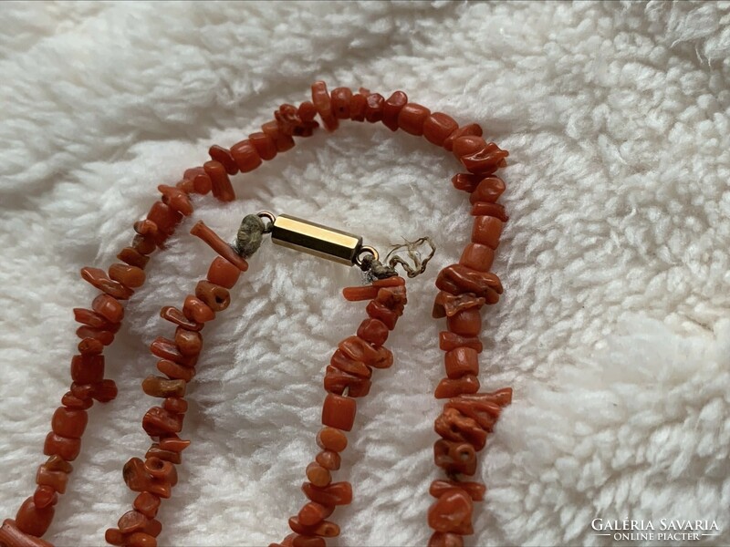 Antique coral necklace with 14k gold clasp