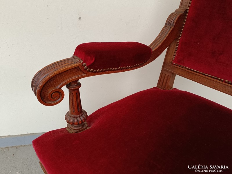 Antik ónémet bútor faragott fa kárpitozott karfás szék 1 darab karosszék 415 8419