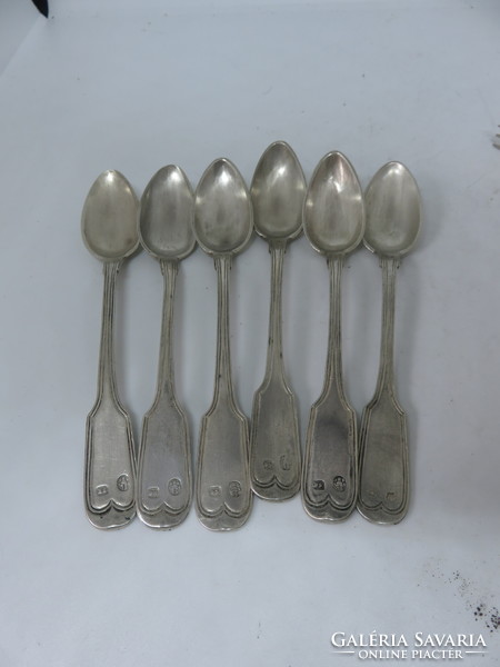 6 silver tea spoons, Augsburg style
