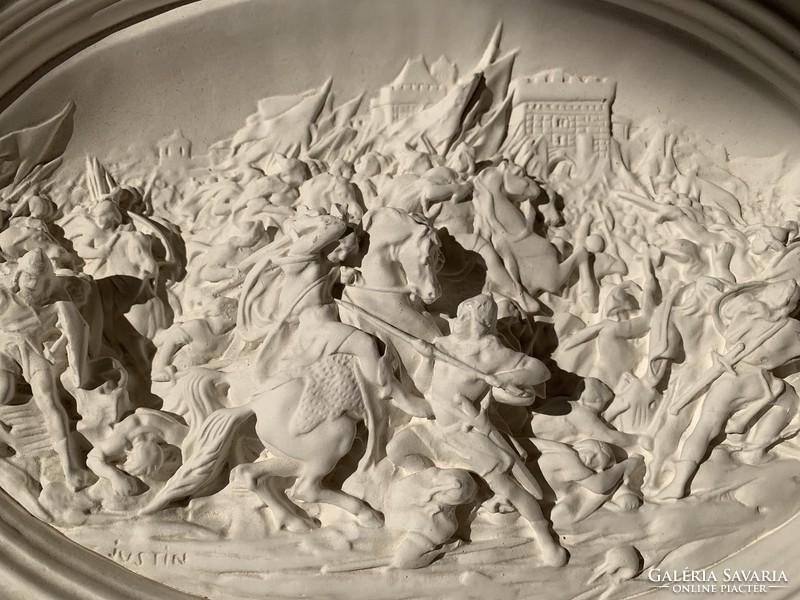 Battle scene plaster panel / wall plate