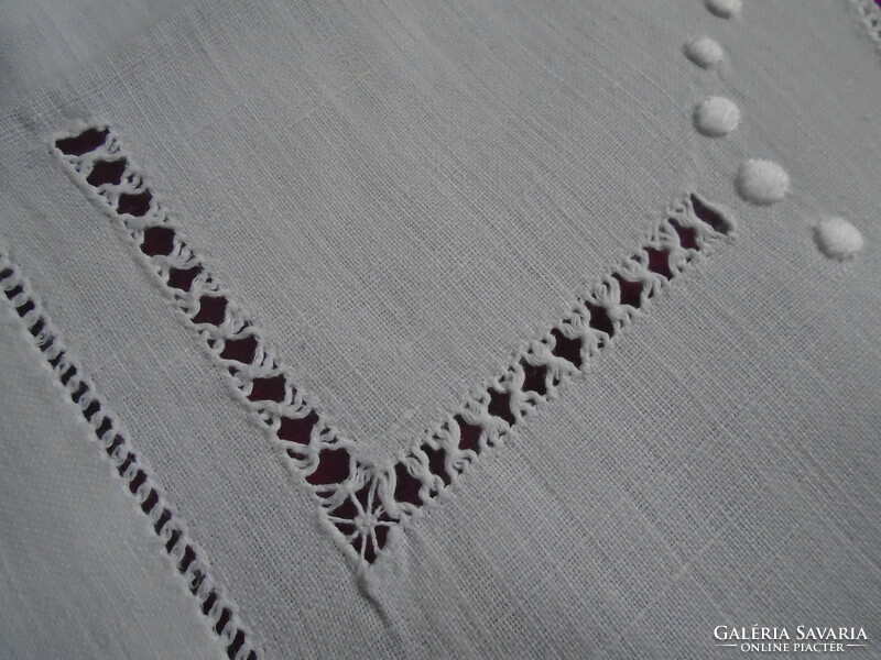 Antique, sewn lace, azure blue handkerchief holder.