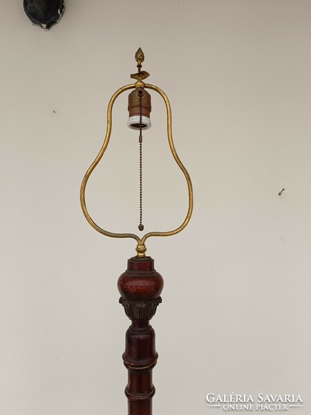 Antik fa állólámpa patinás álló lámpa búra nélkül réz szerelékkel 413 8417