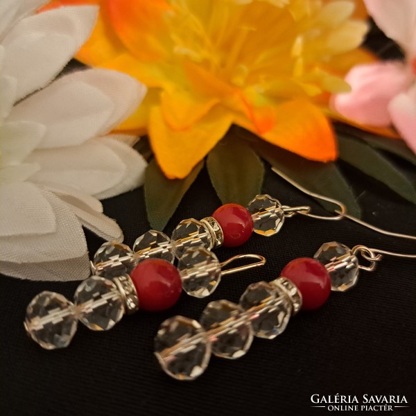Coral and crystal set 4 cm