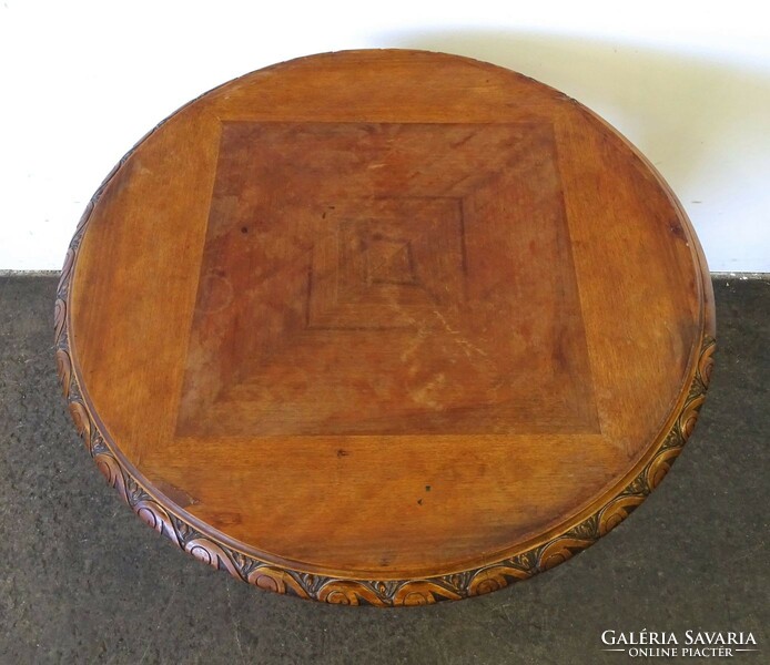 1Q577 Antik oroszlános faragott körasztal szalonasztal