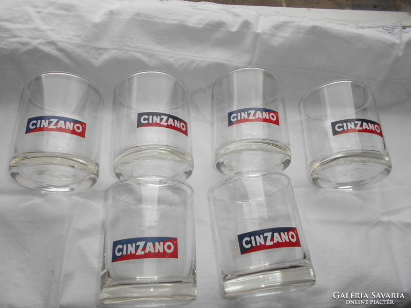 6 glass glasses with Cinzáno markings, flawless 600/pc