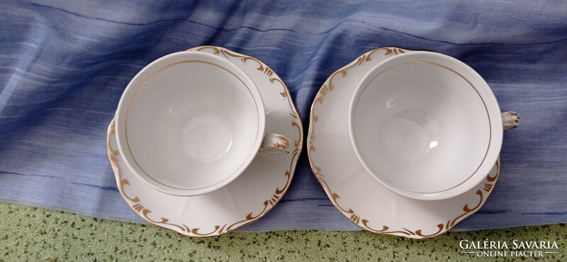 2 Rare, special, elegant, Zsolnay, tea cup, stainless steel baroque. Showcase.