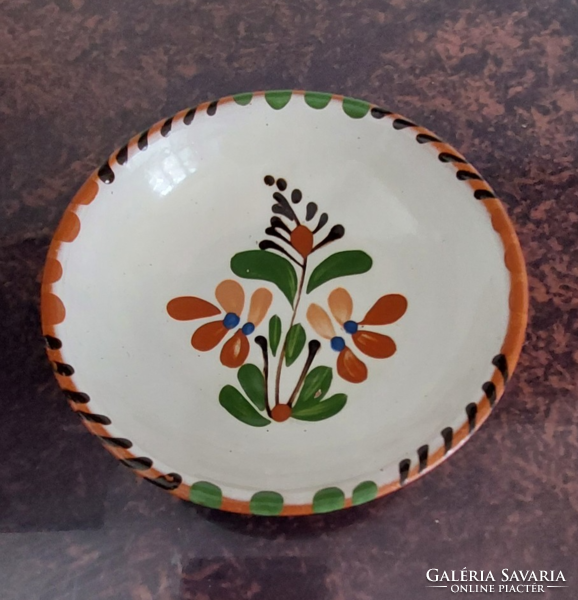 Retro Sárospataki folk ceramic bowl, bowl, plate