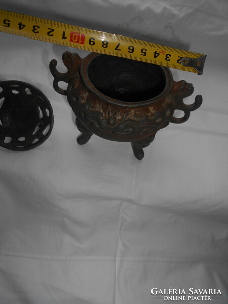 Antique marked Chinese metal box-top dog figure
