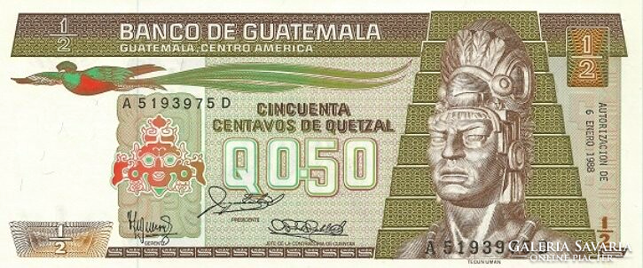 Guatemala  50 Centavos de Quetzal 1988 UNC